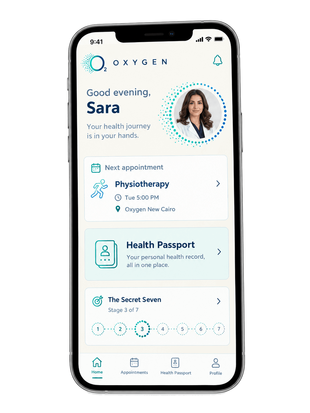 The Oxygen app home screen